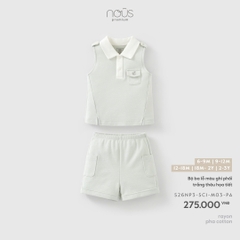 NOUS - Bộ ba lỗ màu ghi phối trắng thêu họa tiết - 6-9M - SS26.T4A