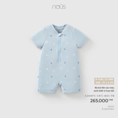 NOUS - Bộ bơi liền cộc màu xanh biển in họa tiết - 18-24M - SS26.T4A