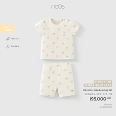NOUS - Bộ cộc tay màu be in họa tiết - 6-9M - SS26.T5B