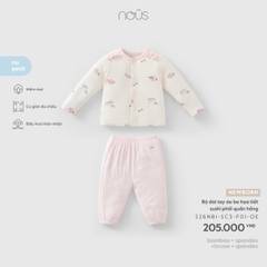 NOUS - Bộ dài tay áo be họa tiết sushi phối quần hồng - Newborn - SS26.T6A