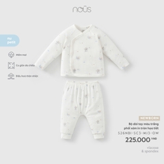 NOUS - Bộ dài tay màu trắng phối xám in tràn họa tiết - Newborn - SS26.T6A