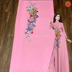 Vải áo dài in Phượng Thúy - lụa bảo anh hoa nhí, bông tà khổ 1m50