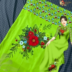 Vải áo dài in Phượng Thúy - lụa bảo anh hoa nhí, bông tà khổ 1m50