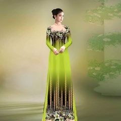 Vải áo dài in Phượng Thúy - lụa bảo anh hoa nhí, bông tà khổ 1m50