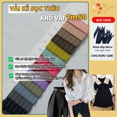Vải kẻ sọc thêu Phượng Thúy khổ 1m50