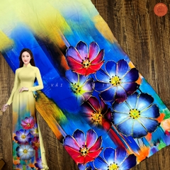 Vải áo dài in Phượng Thúy - lụa bảo anh hoa nhí, bông tà khổ 1m50