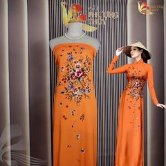 Vải áo dài in Phượng Thúy - lụa bảo anh hoa nhí, bông tà khổ 1m50