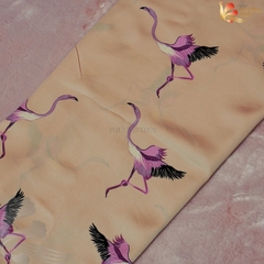 Vải lụa Satin họa tiết Phượng Thúy khổ 1m50 | Vải may pijama, đồ bộ