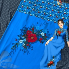 Vải áo dài in Phượng Thúy - lụa bảo anh hoa nhí, bông tà khổ 1m50