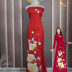 Vải áo dài in Phượng Thúy - lụa bảo anh hoa nhí, bông tà khổ 1m50
