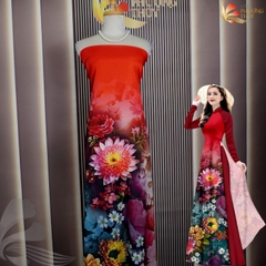 Vải áo dài in Phượng Thúy - lụa bảo anh hoa nhí, bông tà khổ 1m50
