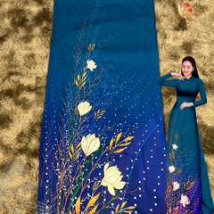 Vải áo dài in Phượng Thúy - lụa bảo anh hoa nhí, bông tà khổ 1m50