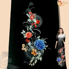 Vải áo dài in Phượng Thúy - lụa bảo anh hoa nhí, bông tà khổ 1m50