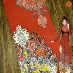 Vải áo dài in Phượng Thúy - lụa bảo anh hoa nhí, bông tà khổ 1m50
