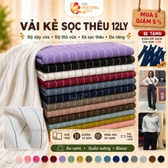 Vải kẻ sọc thêu Phượng Thúy khổ 1m50