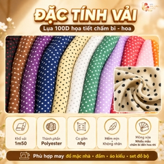 Vải Lụa nhật 100D hoa nhí Phượng Thúy khổ 1m50 | Vải may đồ bộ