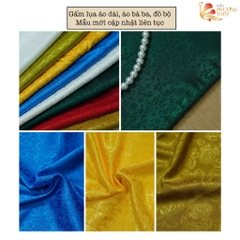 [MÀU 2] Vải lụa gấm Phượng Thúy khổ 1m50 - may áo dài đồ bộ bà ba