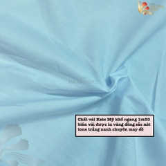 Vải kate Mỹ trắng xanh Phượng Thúy khổ 1m50