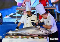 Khách Tây, khách ta thích thú xem phi lê cá ngừ, ăn sashimi thoải mái
