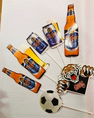 Set Cắm Tiger Giấy Chai Ly Phụ Kiện Trang Trí Bánh