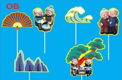 Set Cắm Ong Bà Quạt Xanh Phụ Kiện Trang Trí Bánh