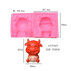 Khuôn Silicon - Động Vật - Trâu 2 mảnh 7cm M01