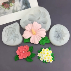 Khuôn Silicon - Chùm Hoa Cúc - Cúc Bay Kèm Lá 9.8cm
