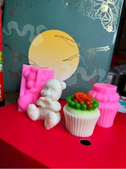 Khuôn Silicon - Động Vật - Gấu Tim Ngồi 7cm