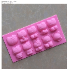 Khuôn Silicon - Mèo Kitty - Mặt Đứng Ngồi 10c