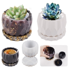 Khuôn Silicon - Chậu Cây - Đa Giác 9.7cm Kèm Đế