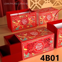 Hộp Giấy - Bánh Trung Thu Quai Xách - 4 Bánh - 4B01