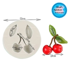 Khuôn Silicon - Trái Cây Berry - Cherry Có Lá