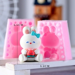 Khuôn Silicon - Động Vật - Con Thỏ Cà Rốt Nơ 2 Mảnh 5.5cm