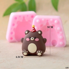 Khuôn Silicon - Động Vật - Gấu Đội Nón 2 Mảnh 5cm