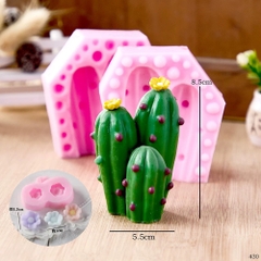 Khuôn Silicon - Sen Đá 2 Mảnh Đứng Khía Quanh Có Hoa 8.5cm
