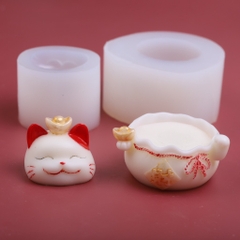 Khuôn Silicon - Động Vật - Mèo Thần Tài - Thỏi Vàng SL100