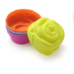 [10 cup] Khuôn Silicon - Cup Set 7cm - M08 - Hoa Hồng