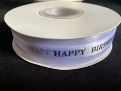 Ruy Băng Voan In Chữ Happy Birthday Phụ Kiện Trang Trí Bánh - màu trắng