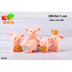 Con Heo - Lợn Nhựa - PKD - Set 5 - Thỏi Đồng Vàng