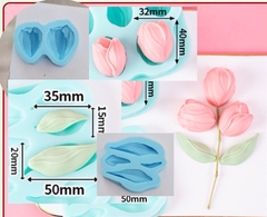 Khuôn Silicon - Hoa Bay Cánh Rũ - Nụ Tulip Kèm Lá