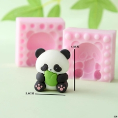 Khuôn Silicon - Động Vật - Gấu Trúc 2 Mảnh 4.5cm Ôm Trúc
