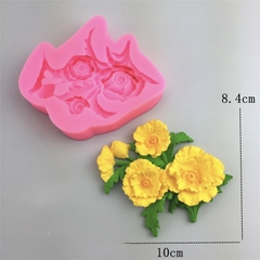 Khuôn Silicon - Chùm Hoa Cúc - Kèm Lá 5c 10cm
