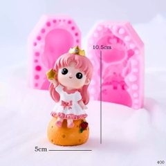 Khuôn Silicon - Em Bé - Công Chúa  Bé Gái Ngồi Quả Cam #27 2 Mảnh 10.5cm