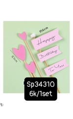 SET CẮM 3 TIM HỒNG PHỤ KIỆN TRANG TRÍ BÁNH
