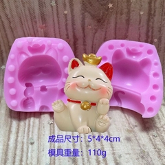 Khuôn Silicon - Động Vật - Mèo Thần Tài Giơ Chân 2 Mảnh 5cm