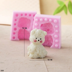 Khuôn Silicon Động Vật Con Chó Con Gấu Ngồi 2 Mảnh 7cm