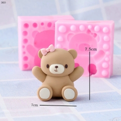 Khuôn Silicon - Động Vật - Gấu Nơ 2 Mảnh 7.5cm