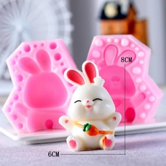 Khuôn Silicon - Động Vật - Con Thỏ Ngồi 2 Mảnh Giang Tay 8cm