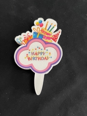 Set Cắm Giấy Hoạt Hình Phụ Kiện Trang Trí Bánh - HAPPY BIRTHDAY MÂY HỒNG 50 THẺ