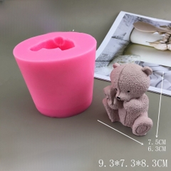 Khuôn Silicon - Động Vật - Gấu Ngồi Ôm Thỏ 7.5cm